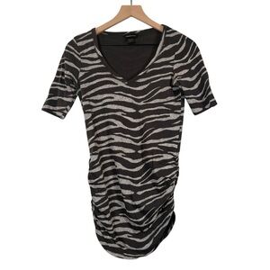 Moda International Black and Gray Zebra Print Short Sleeve Top